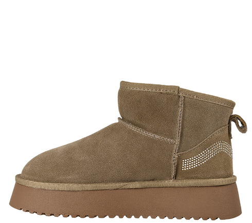 Ghete sport, dama, PASS COLLECTION, AB70011A, bej, piele intoarsa